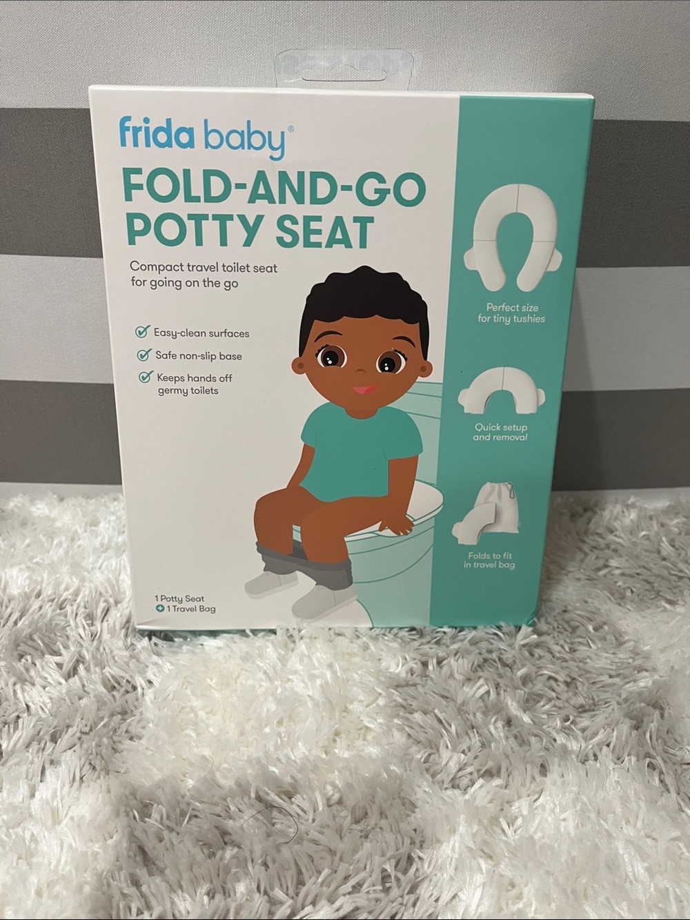 frida baby Fold-and-Go Potty Seat - Teal/White